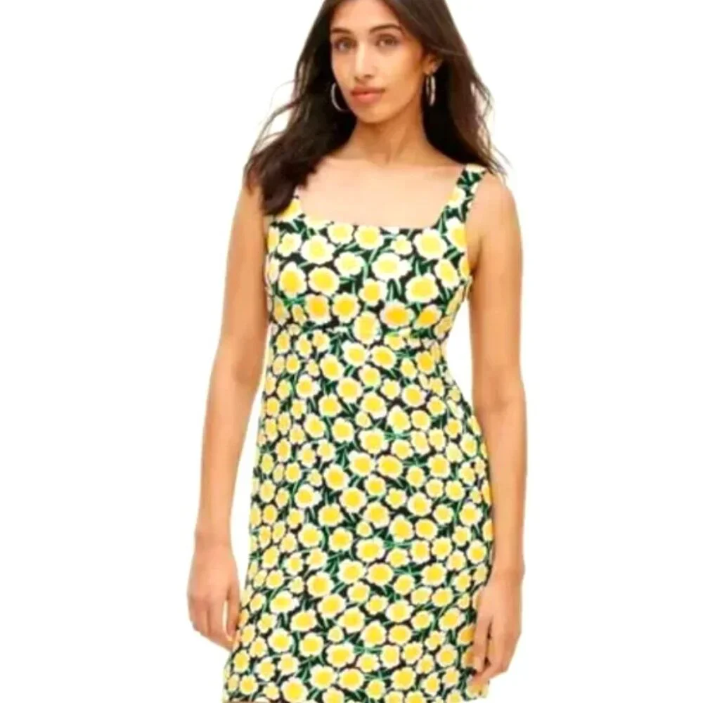 DVF for Target yellow floral 90s-style shift sweetheart dress NWT - Picture 1 of 5